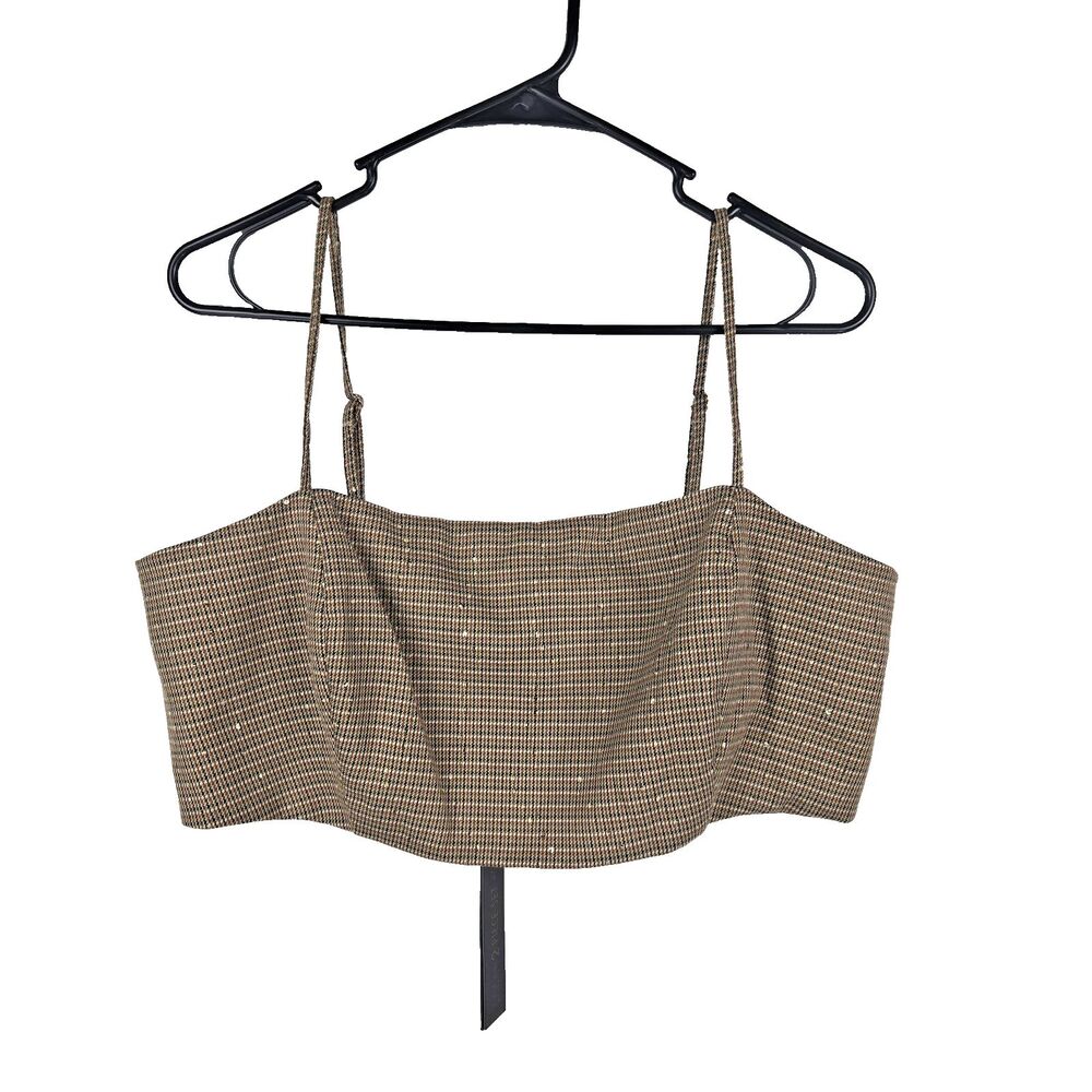 House of Harlow 1960 Women's Large Cropped Tank Top Bralette Top Plaid‎ NWT